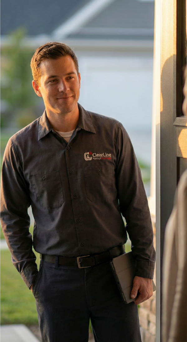 Professional plumber at work